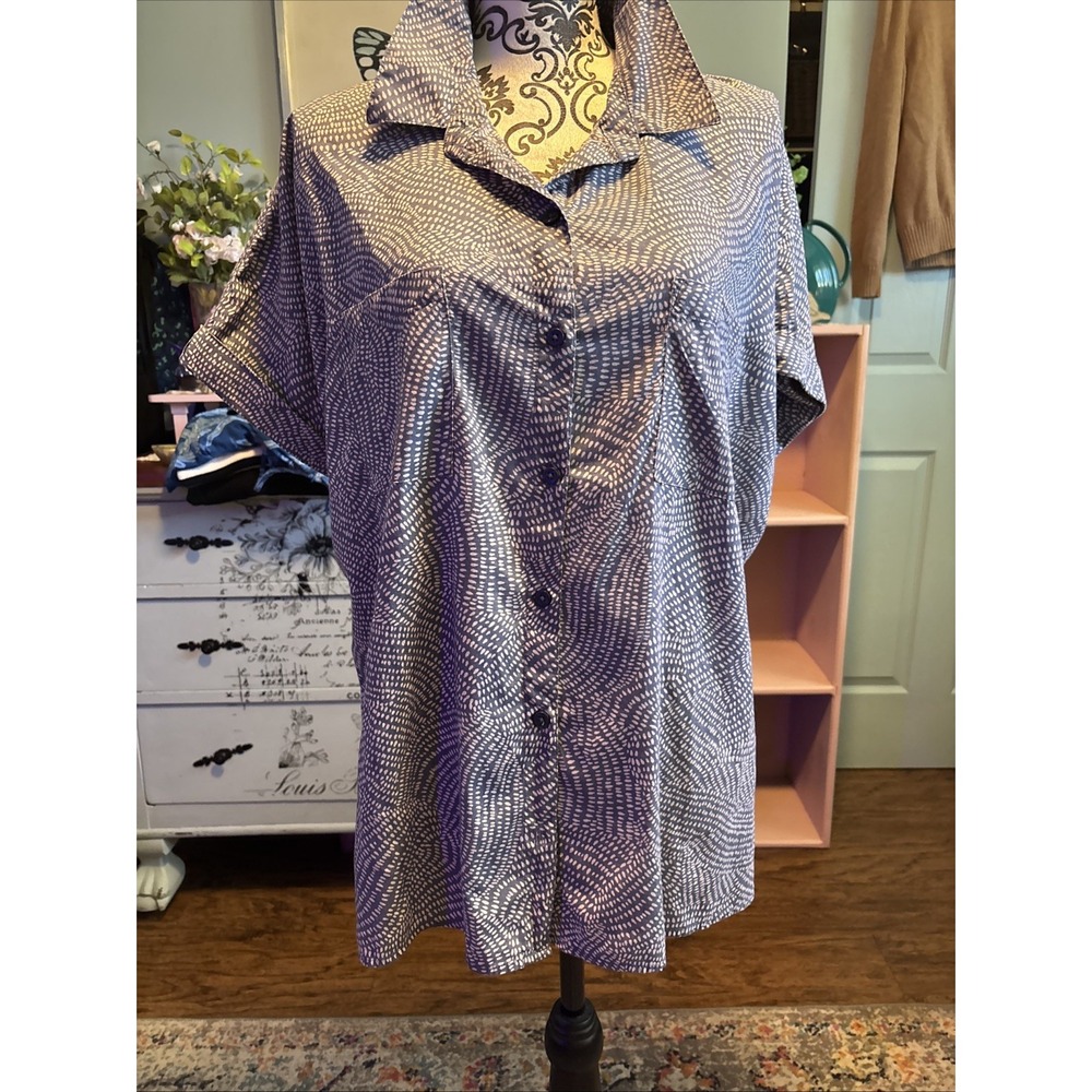 Orvis Golf  Woman's Sz XL Button Up Cap Sleeve Blouse